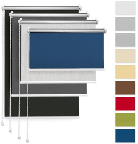 Rettika Verdunkelungsrollo ohne Bohren, für Fenster, Breite 135 cm, Höhe 150 cm, Blau Farbe, Klemmfix Montage, Jalousien Fenster, Fenster rollos für innen, Klemmrollo