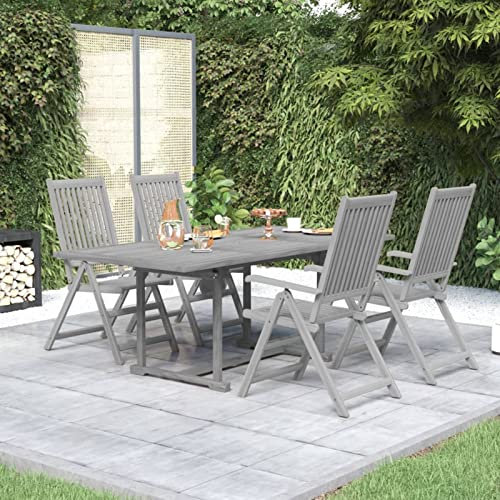 CIADAZ 5-TLG. Garten-Essgruppe Massivholz Akazie, Esstisch Mit Stühlen Set, Gartenmöbel Sitzgruppe, Balkon Möbel, Gartenlounge Set, Terrassenmöbel, Balkonmöbel Set - 3079647
