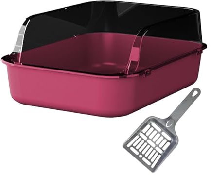 Fenteer Maison de Toilette pour Chat à Ouverture Large, Bac à Litière Portable pour Chaton, Rose