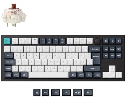 Keychron Q3 Max QMK/VIA Custom Mechanische Tastatur, 87-Key DE-ISO Layout Full Metal Programmable Knob,2.4 GHz/Bluetooth/Wired RGB Hot-Swappable Gateron Brauner Switch für Mac Windows Linux