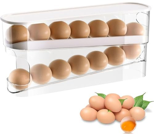 Dhqkqg Eierhalter Kühlschrank, EierbehäLter für Kühlschrank, Eier Aufbewahrung Kühlschrank, Automatisch Rollender EierbehäLter, Küchen Organizer Für Eier, Eier Aufbewahrung, Eierbox HäLt 12 Große Eier