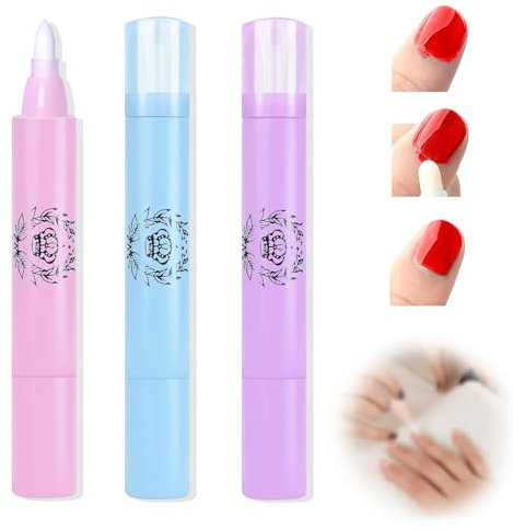 3 Stück Pack Nagellack Entfernung Stifte mit Baumwollköpfen, Nail Art Maniküre Korrekturstifte, Nagellackentferner Stifte (Lila+Blau+Rosa)