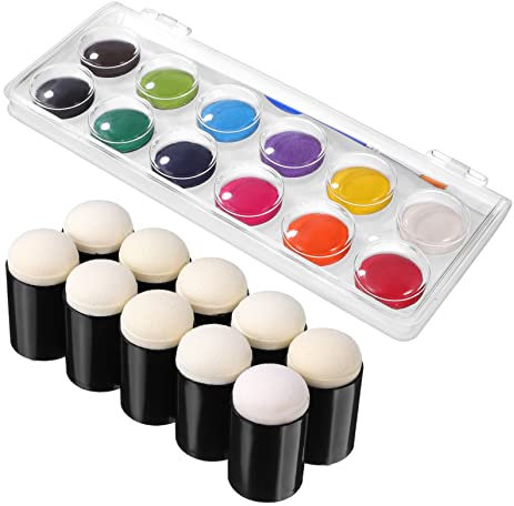 SEWACC 10pcs Watercolor Paint Set for Toddlers Sponge Finger Daubers Sponge Paint Watercolor Painting Supplies Britwritas Art Ink Craft