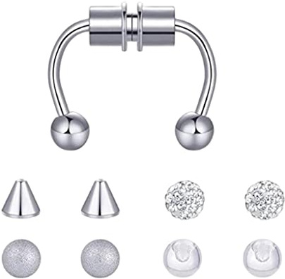 Magnetische Fake Septum Nasenringe Hoop Hufeisen für Frauen Acryl Silber