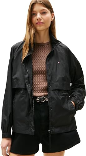 Tommy Hilfiger Veste Coupe-Vent Femme Nylon Packable avec Fermeture Éclair, Noir (Black), S