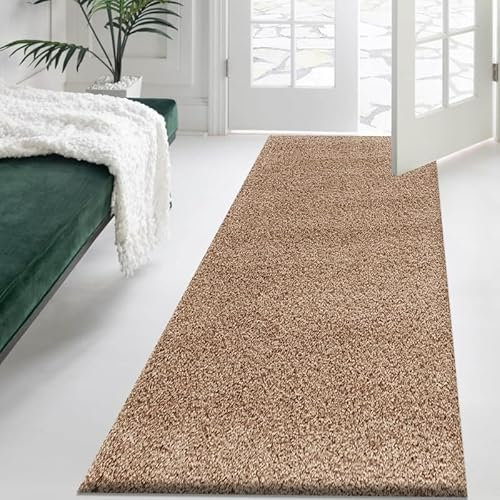 Fit Even Dream Shaggy Runner Rug - Hallway Carpet Runners, Non-Slip Floor Mats for Kitchen, Living Room, Corridor, Entryway, Door Entrances – (Beige, 60x110 cm)
