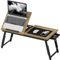 HOMCOM Table de lit Pliable et réglable, Plateau pour Ordinateur Portable avec Plateau inclinable, tiroir, Bureau de lit en Bambou, 86l x 33P x 22,5-32H cm, chêne