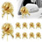 Amusingtao 10 Stück Große Geschenkschleife, 18 cm Ziehschleife Geschenk Schleife, mit Geschenkbänder Dekoschleifen, für Auto, Hochzeit, Geschenkkörbe, Florist (Gold)