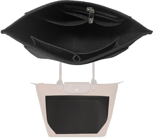 XOKL Taschen-Organizer, Taschen-Organizer Taschen-Organizer-Einsatz, Filz-Handtaschen-Organizer mit mehreren Taschen, langer Champ-Taschen-Organizer (Schwarz, S-21 x 17 x 13 cm)