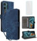 IUQXU for Motorola Moto E15/Moto G05 Wallet Phone Case with Screen Protector [RFID Blocking] Leather Card Holder Kickstand Women Men Cell Phone Case for Motorola E 15 G 05 Moto G o5 MotoGo5 Blue