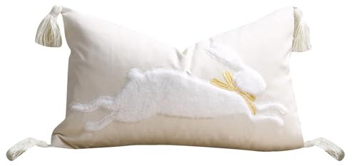 Kissenbezug Ostern Osterdeko Hase Schwanz Kissenbezug Couch Dekokissen Osterhase Kissenhülle Osterhase Kissenbezüge für Kissen Osterdeko (A-b, One Size)