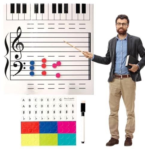 Notentafel – Doppelseitiges magnetisches Notensystem, Whiteboard mit Noten, Klavierunterrichtsmaterial inklusive Marker für Schüler
