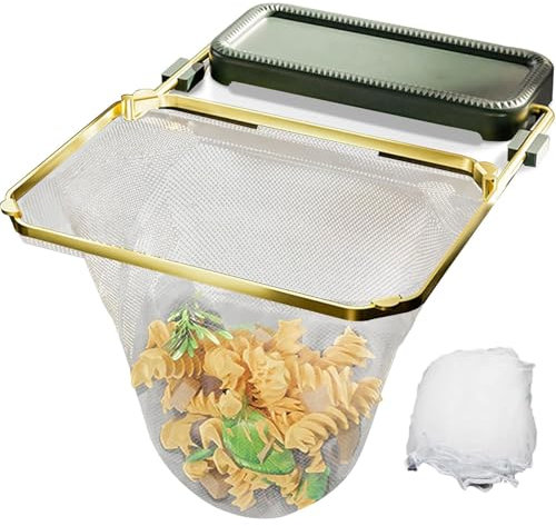 Kanggoulu Sink Strainer,Meshmate Waste Rack Sink,Kitchen Sink Strainer,Removable Suction Cup Sink Strainer Drain Rack,Foldable Food Catcher Sinks Drain Strainers with 100Pcs Filter Mesh Bags (Green)