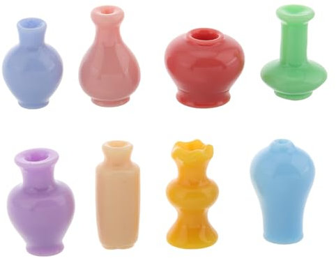 Zerodeko 8stücke Miniaturvasen Für Puppenhäuser Harz Pflanzenvasen Blumenvasen Für Mikro-landschaften Feenmöbelvase Puppenhausvase Gartenmöbelornamente Miniaturblumenvase