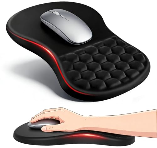 HNCY Mauspad mit Gelkissen, Ergonomisches Mauspad mit Handauflage | Memory-Schaum,Schmerzlinderung, Rutschfester PU-Basis, 30×20cm, für Büro/Gaming, Maus Pad Geschenke für Männer Papa
