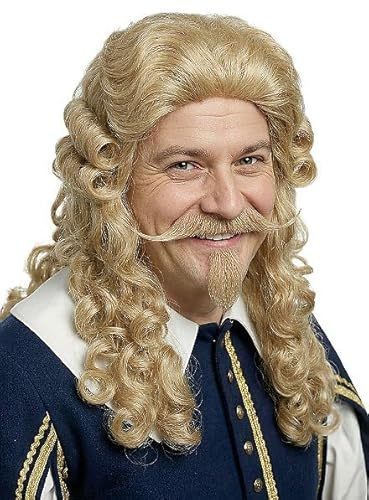 Maskworld Musketier Bartset - professionelle Bart-Kombination - Kinn- & Oberlippenbart mit Echthaaranteil inkl. Hautkleber - schwarz