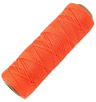 Corde en nylon tressé - 1 mm x 152 m - Orange fluo - Pour jardinage, maçonnerie et utilisation au niveau des cordes