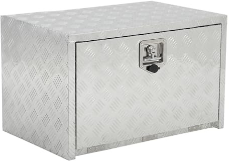 GarveeLife Heavy Duty Diamond Plate Aluminium Underbody Truck Tool Box – Waterproof Storage with Lock & Keys, 46 x 46 x 46 cm (18 x 18 x 18 in) for Pickup, Trailer & Motorhome – Silver