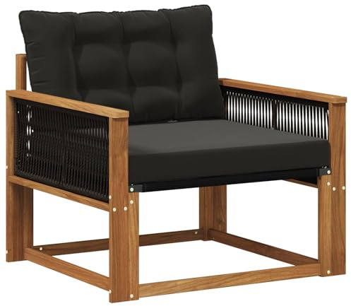 vidaXL Outdoor-Sofagarnitur Massives Akazienholz und Textilene Natur, Garten, modernes, wetterfestes, Outdoor-Sofa, Lounge-Möbel, Terrassenset, Sitzgruppe