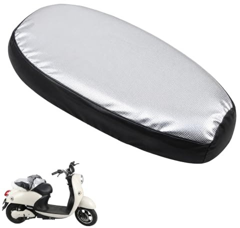 TIESOME Sitzbezüge Universal Motorrad, Groß Motorrad Sitzabdeckung Kissen | Wasserdichte Sonnenschutz Sitzbezug Geeignet Staubkissenbezug Schutz mit Gummiband für Roller Moped Sitzbezug (Silber)