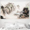 ABAKUHAUS Antikes China Wandteppich und Tagesdecke, Aquarell-Tal aus Weiches Mikrofaser Stoff Waschbar ohne Verblassen Digitaldruck, 230 x 140 cm, Braun