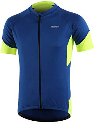 BERGRISAR Men's Cycling Jersey Tops Short Sleeves MTB Jersey Breathable Quick-Dry Mountain Bike Bicycle Clothing BG650 Blue Size Small