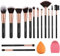 14 PCS Set Pinceaux Maquillage Rose Doré avec Eponge Maquillage et Brosse De Nettoyage Synthétiques Haut De Gamme pour fond De Teint Mélange Poudre Le Visage Ombres à Paupières