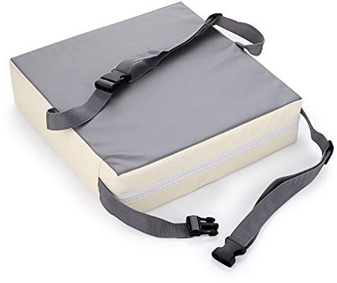 BSTKEY Sitzerhöhung für Baby/Kleinkinder, verstellbar, waschbar, Grau + Beige, Esszimmerstuhl, 31,5 cm x 31,5 cm x 8 cm