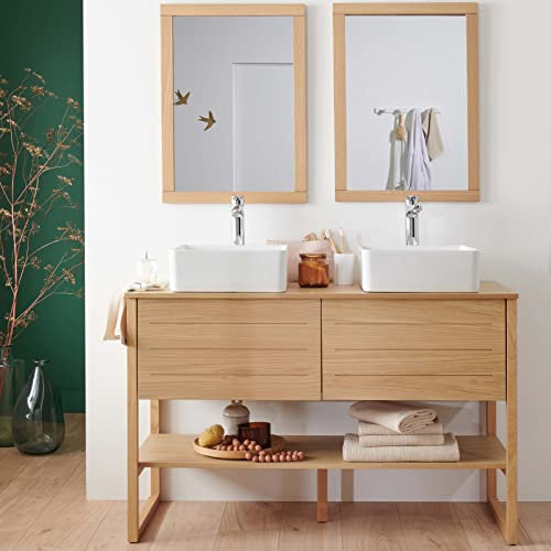 Meuble de Salle De Bain Chêne 120 cm Atoll + 2 Miroirs + 2 Vasques carrées