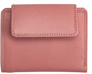 Josephine Osthoff Geldbörse Damen Portemonnaie klein KleinGeldbörse Herren Slim Münzbörse Geldbeutel mit Münzfach echt Leder RFID-Schutz (938), Farbe:Wildrose