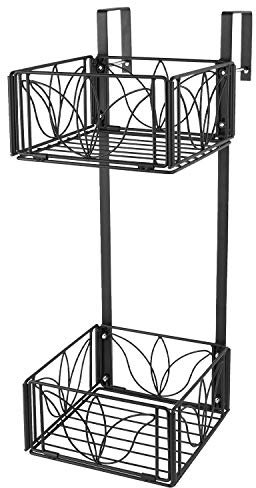 AmnoAmno 2-stöckiges Balkon-Blumenregal zum Aufhängen, Geländer, Pflanztöpfe für draußen, Deckkasten, Outdoor, Aufhänger, Ständer mit starkem Metall-Klapp-Design, einfache Installation, Schwarz