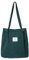 Etercycle Cord Umhängetasche Damen, Schultertasche Groß Cord Tasche Lässige Tote Handtasche Fashion Stofftasche für Alltag, Büro, Schulausflug und Einkauf - Dunkelgrün