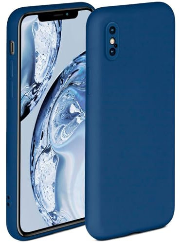 ONEFLOW Soft Case für iPhone X/iPhone XS Hülle aus Silikon mit Kameraschutz, Silikonhülle mit erhöhtem Schutz fürs Display, Backcover Schutzhülle, weiche Handyhülle, Blau