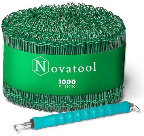 Novatool Drillapparat Driller + 1000 Stück Rödeldraht mit Ösen 1,4 x 140mm Bindedraht Grün ummantelt, Drilldraht, Drahtbinder, Ösendraht, Rödelzange bewehrungsverbinder Alternative Eisenbindegeräte