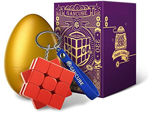 GAN 330 Osterei Edition, Antique Rhyme Schlüsselanhänger Cube Mini 3x3 Schlüsselanhänger (Rot)