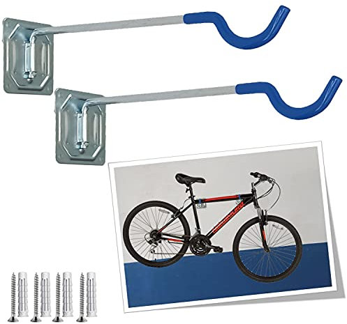 Parpyon® Porta biciclette da muro 2 gancio bici muro, porta bici, porta attrezzi da parete, porta biciclette da terra portabici da tetto vari modelli (Parete Lungo)