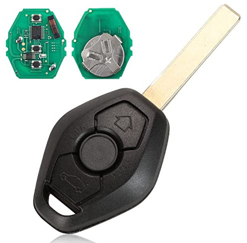 Heart Horse 433Mhz Carcasa Mando Llave de Coche 3 Botones para B M W 3 5 7 Series E46 E60 E83 E53 E36 E38 con Batería y ID46 Chip y HU92 Hoja, Mando a Distancia Llave (CAS2 Sistema)