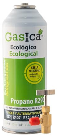 GAS ECOLOGICO V2 + VALVULA 226gr SUSTITUTO R22 R407C R410A