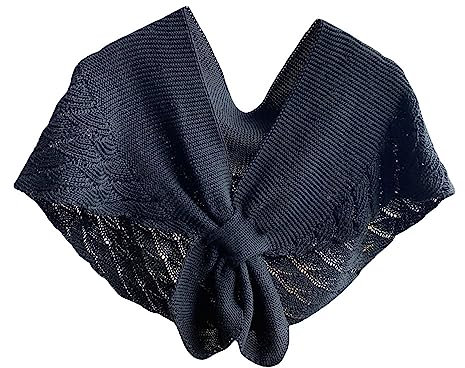 G-LIKE Damen Umschlagtuch Schultertuch Halstuch – Frühling Sommer Herbst Nackenschutz Schal Umhang Cape Gestrickt Ausgehöhlt Prominenz Stil Häkelarbeit Dekorativ für Frauen Mädchen (Schwarz)