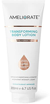 Ameliorate Transforming Body Lotion 200ml - Illuminating Glow Formula | LaB6, Lactic Acid, AHAs | Dermatologically tested, Menopause Friendly