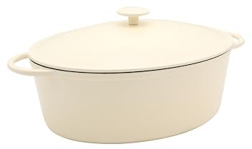 Karl Krüger Eisenguss Bratentopf oval Savanna, creme/schwarz, 34 cm