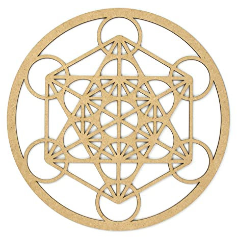 CONTRAXT Cube de metatron Geometrie sacree. Cadre tableau sculpté bois cadeau decoration zen mandala deco panneau mural decoratif meditation esoterisme zen art murale salon (Cube de Métatron, MDF)