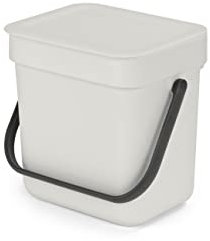 Brabantia - Sort & Go Abfallbehälter 3L - Kleiner Recyclingbehälter - Tragegriff - Pflegeleicht - Für die Arbeitsplatte oder den Küchenschrank - Küchenmülleimer - Light Grey - 19 x 14 x 18 cm