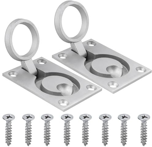 Bestgle einlassgriff bodenheber edelstahl flush hatch locker versteckter griff des kabinetts luke schließfächer 2 stück zugring möbelgriff kistengriff mit 8 schrauben für boot marine yacht 62x44mm