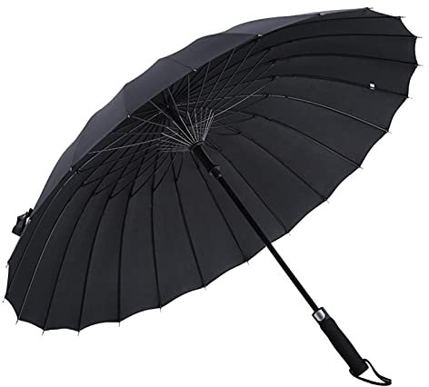 ADSFG Stock Regenschirm Sturmfest Automatik Winddichter Regenschirm Langer Griff Großer Regenschirm Für 2 Personen Reiseschirm Für Herren Damen 24 Rippen,Schwarz