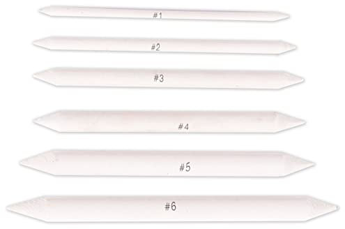 Vaessen Creative Stumps, Blending Pencils, Double Headed, 6 Pieces, Different Drawing and Details, Add Depth and Dimension, Paper, Art Set, White, One Size
