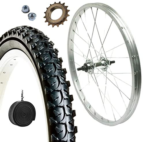 Hinterer Felge 20 x 1,75 + Ritzel 16 Zähne + MTB Reifen 20 x 1,95 + Kamera | Rad aus Aluminium für Mountainbike