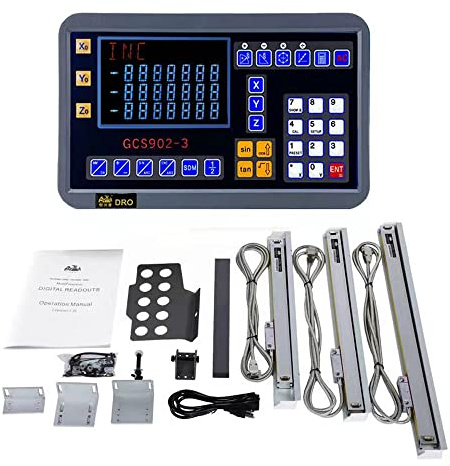 3 axes LCD DRO - Affichage numérique Kit5µm TTL - Affichage de la position pour votre tour, fraiseuse, ponceuse, etc. - Bateau en Allemagne (5µm-2Axis) (200 mm + 400 mm + 550 mm)