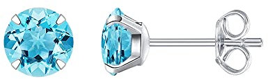 HIKARO Hypoallergene Titan-Ohrringe für empfindliche Ohren Birthstone Kristall Zirkonia Ohrstecker, Implantat Qualität durchbohrt Beiträge (5mm, Aquamarine)