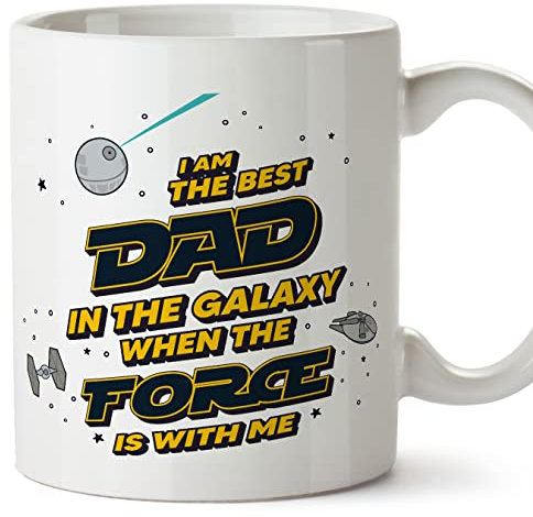 MUGFFINS Father/DAD Mug - in English - Best Family in The Galaxy The Force is with Me - Funny Gift for Father's Day - Ceramic 11oz Mug